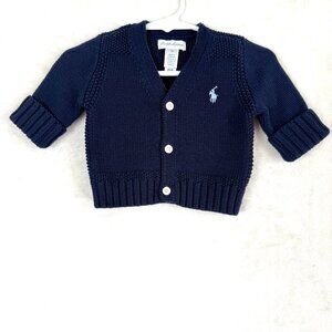 Ralph Lauren Classic Pony Button Front Cardigan Sweater Unisex Baby 3 Months